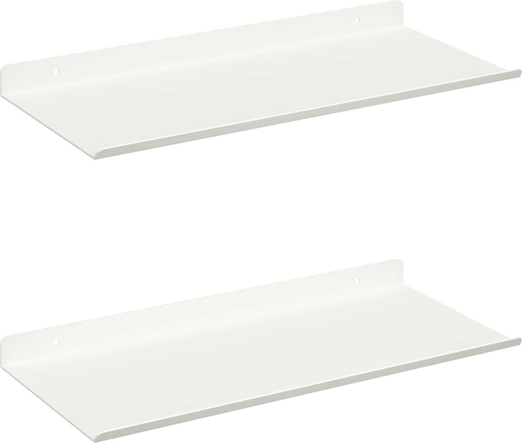 vidaXL Lebegő polc Falra szerelhető 2 pcs Fehér 40 x 18 x 2,5 cm Acél