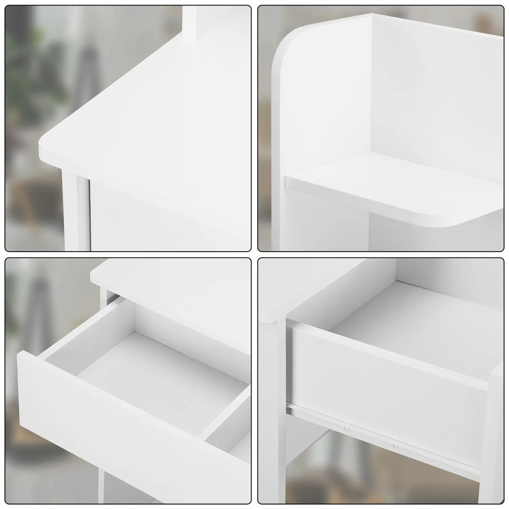 LUCIA fésülködőasztal, 108x40x140cm, fehér Jurhan