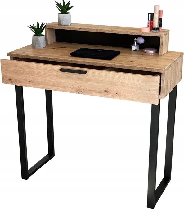 Lena Fésülködőasztal Plus Tölgy Artisan Metal Fekete U 90CM