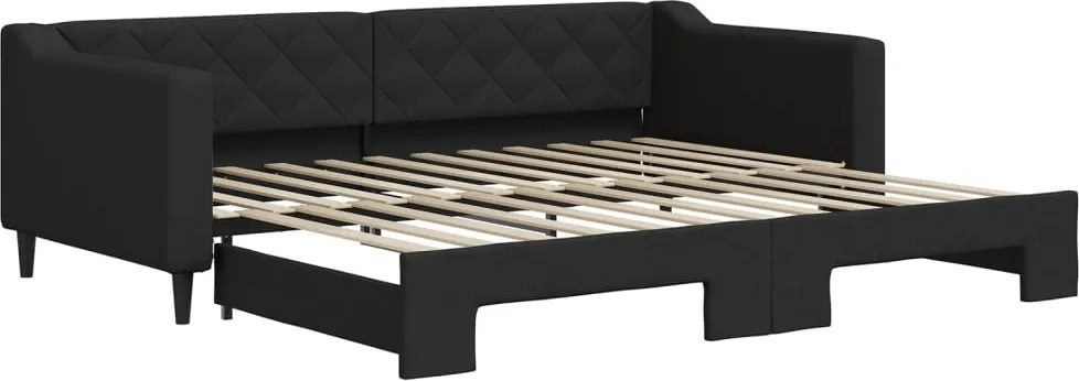 vidaXL fekete kihúzható szövet heverő 90x200 cm