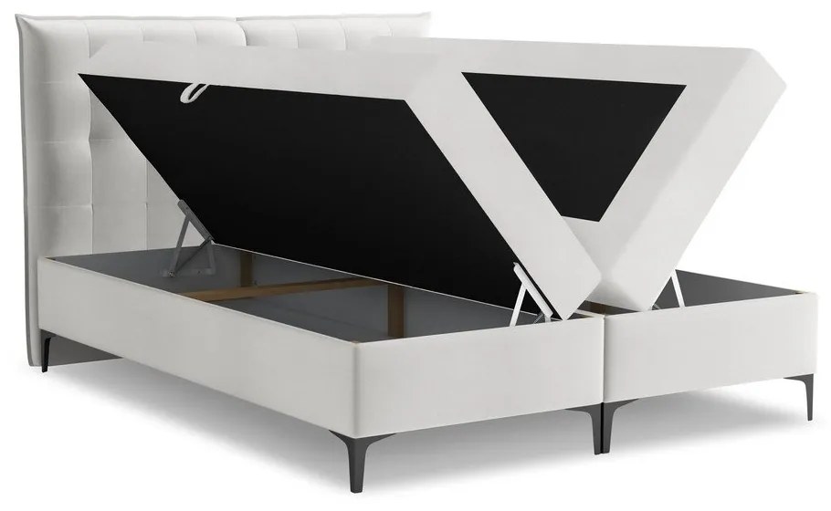 Világosszürke ágyneműtartós boxspring ágy 140x200 cm Mikana – Makamii