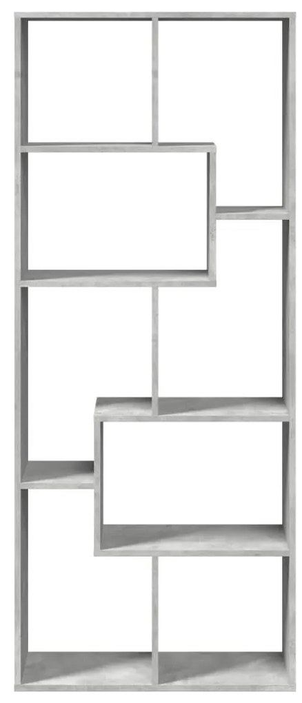 betonszürke szerelt fa elválasztó könyvespolc 67x25x161,5 cm