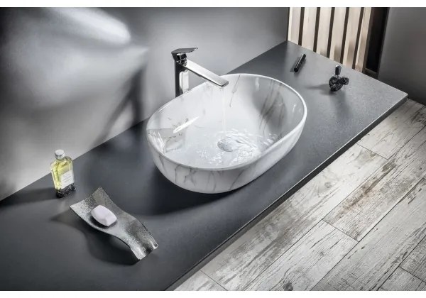 Sapho - DALMA 59x42 cm ráépíthető mosdó, kerámia/Carrara