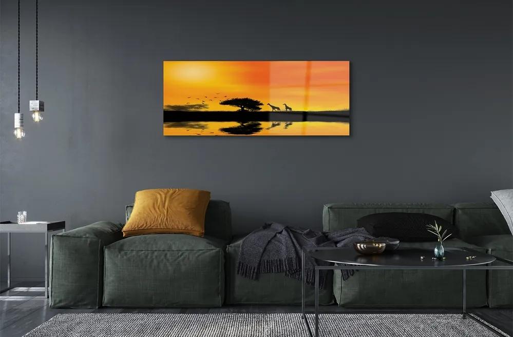 Üvegképek Zsiráfok fa West Lake 100x50 cm