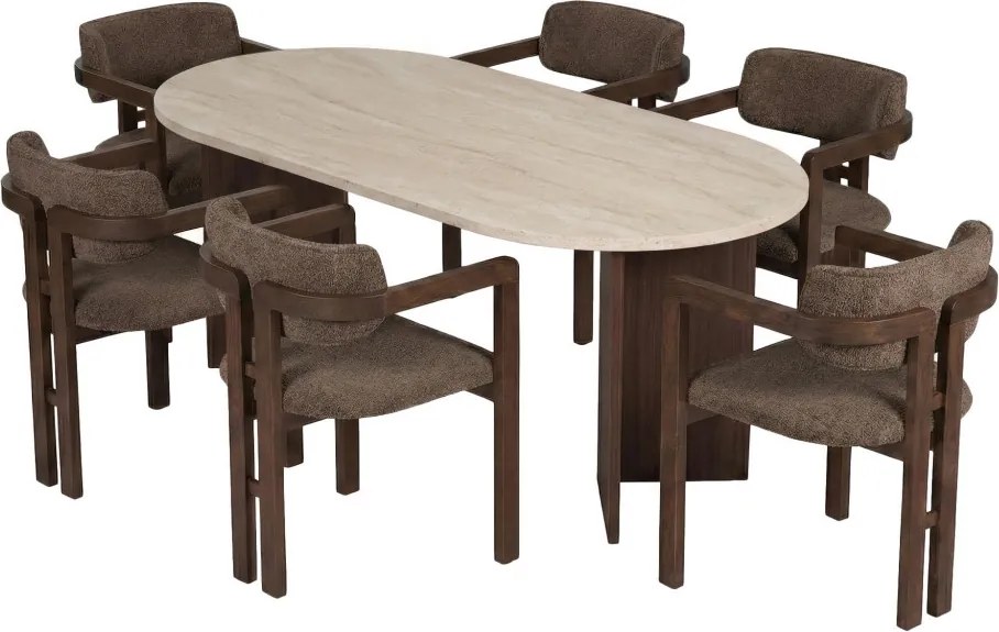 Meridia étkezőgarnitúra, travertin-milánói dió, 180 cm – TR199NRD1142