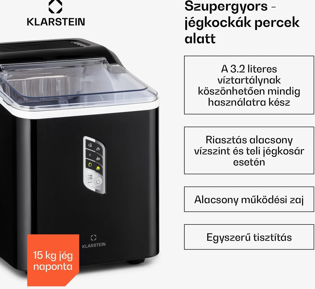 Klarstein Albaron, jégkocka készítő, golyó alakú, 12 kg/24 h, 1,5 L, kijelző