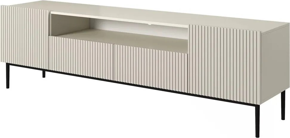 Nicole RTV szekrény 200 cm nyitott polccal és fiókokkal - kasmír / fekete lábak
