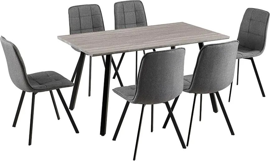 Catini LANDON Étkezőgarnitúra 6x szék + asztal, szürke/sötétszürke