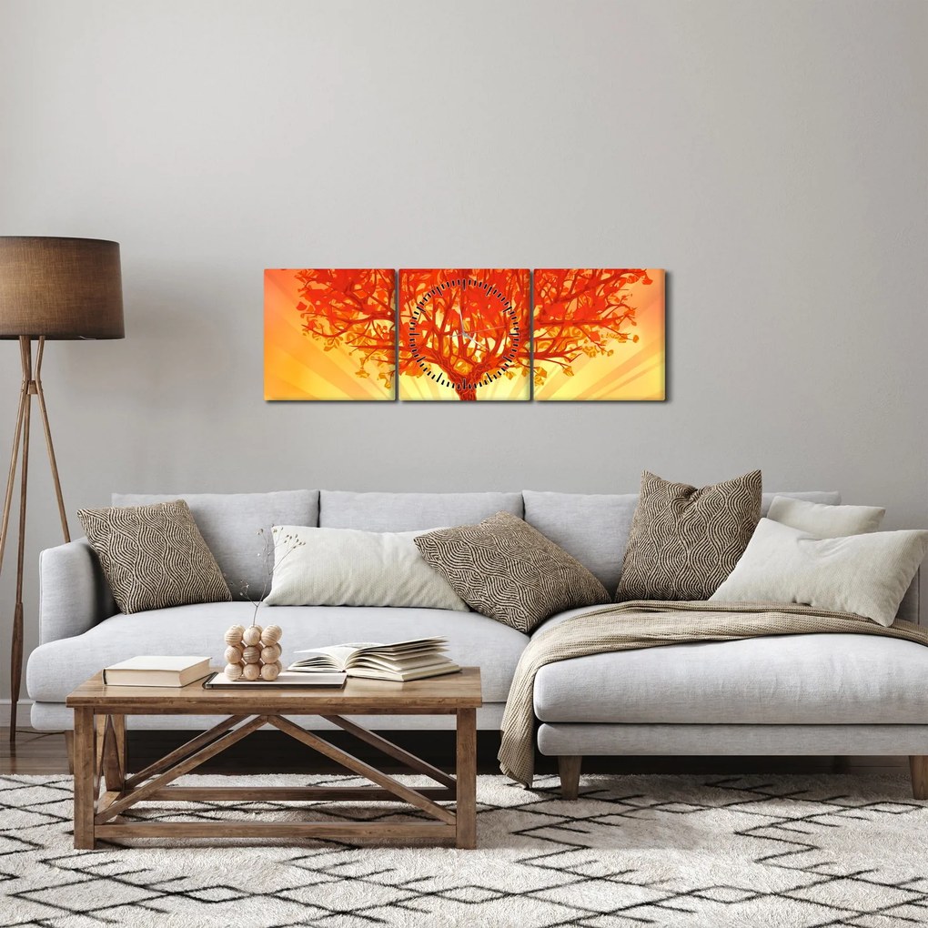 Kép - Fa a nap ragyogásában (órával) (90x30 cm)