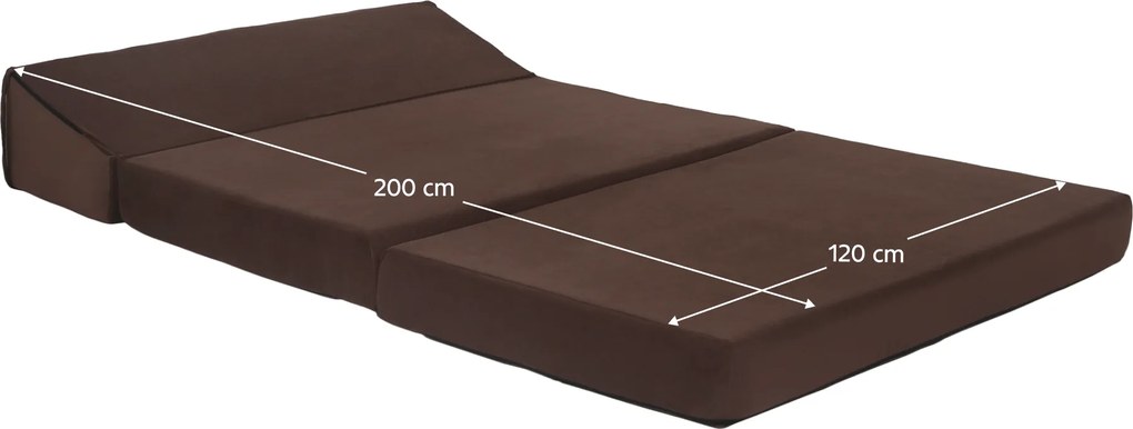 Összecsukható matrac/fotel, 2v1, barna, VEDIS