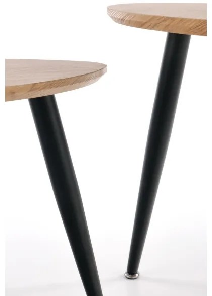 KÉSZLET 2x Kisasztal NICEA átm. 40/60 cm arany tölgy/fekete