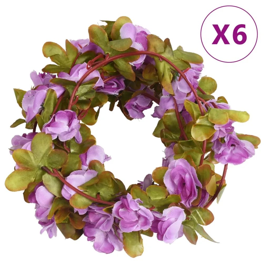 6 db világoslila karácsonyi virágfüzér 250 cm