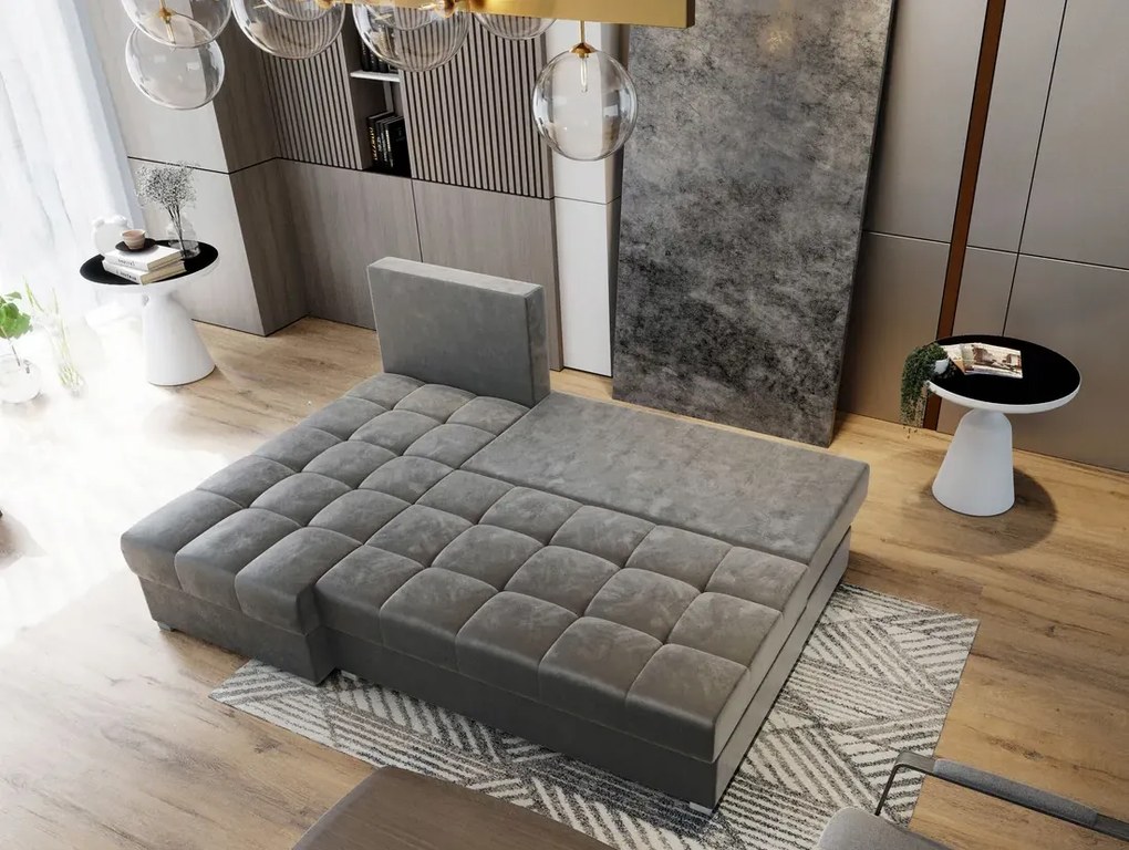 AKCIÓ Krém színű kihúzható sarokkanapé ZENA, kétoldalas II. osztályú