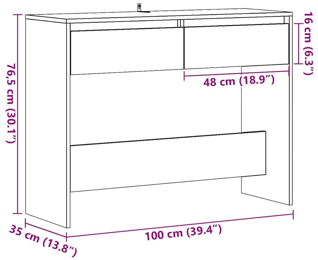 szürke sonoma szerelt fa tálalóasztal 100x35x76,5 cm