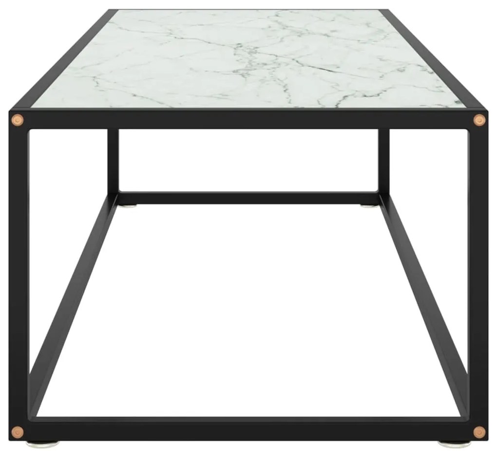 Fekete dohányzóasztal fehér márvány mintás üveggel 120x50x35 cm