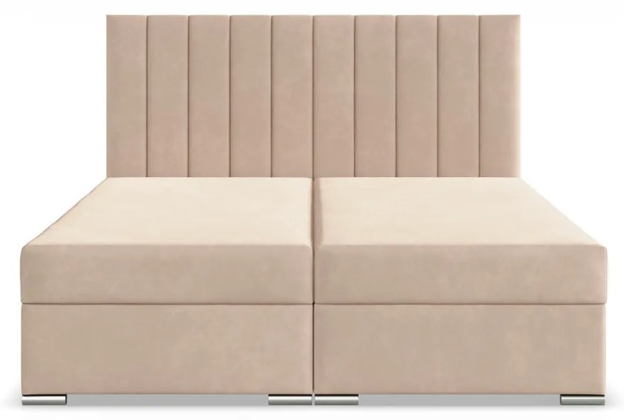 Agen ágy, bársony, 180 x 200, ágyneműtartóval, bézs