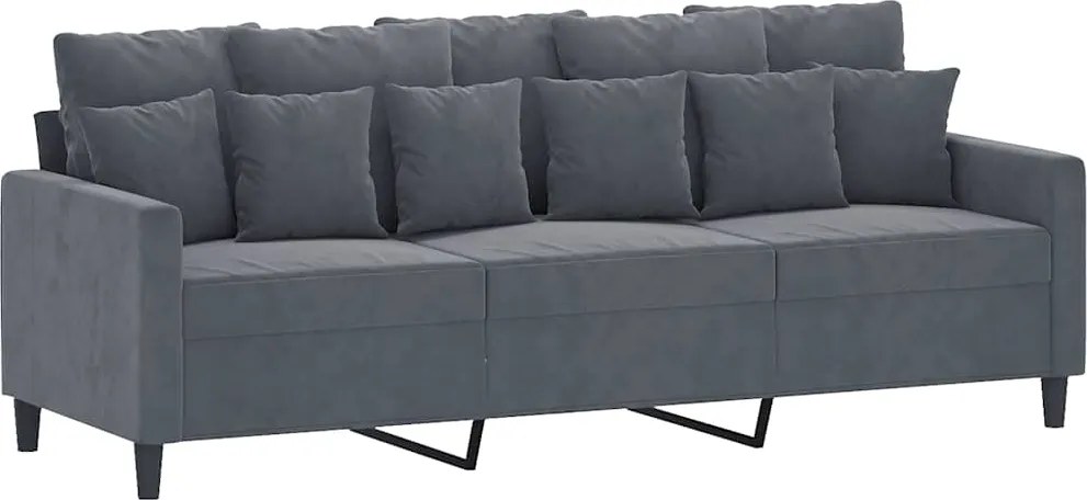 vidaXL 3 személyes sötétszürke bársony kanapé 180 cm
