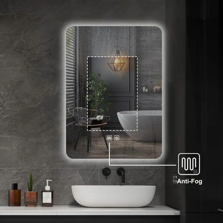 IREDA Fürdőszobatükör LED világítással 80 x 60 cm