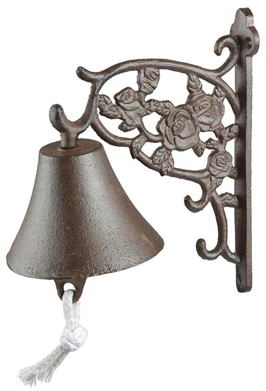 Öntöttvas kolomp, rózsa mintás, 19 cm