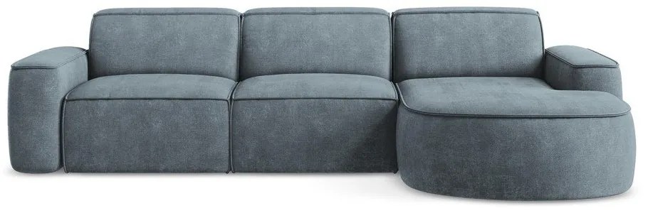 Szürkéskék zsenília sarokkanapé (jobb oldali-heverő résszel) Omao – Makamii