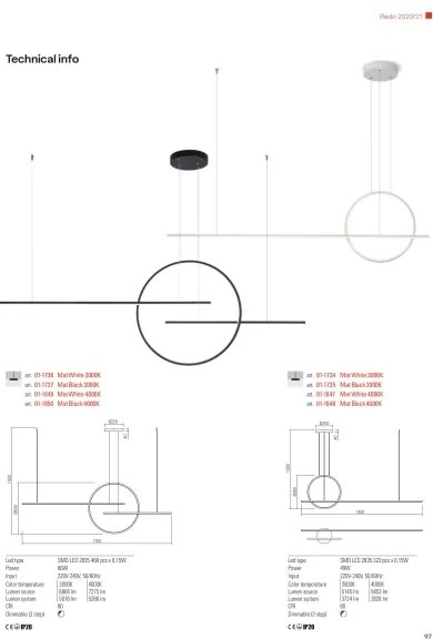 Redo 01-1737 - GIOTTO LED/56W/230V állítható fekete függeszték