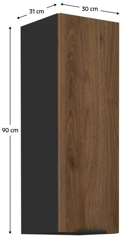 Felső konyhaszekrény Monzesa 30 G 90 1F (okapi dió + fekete) . 1096967