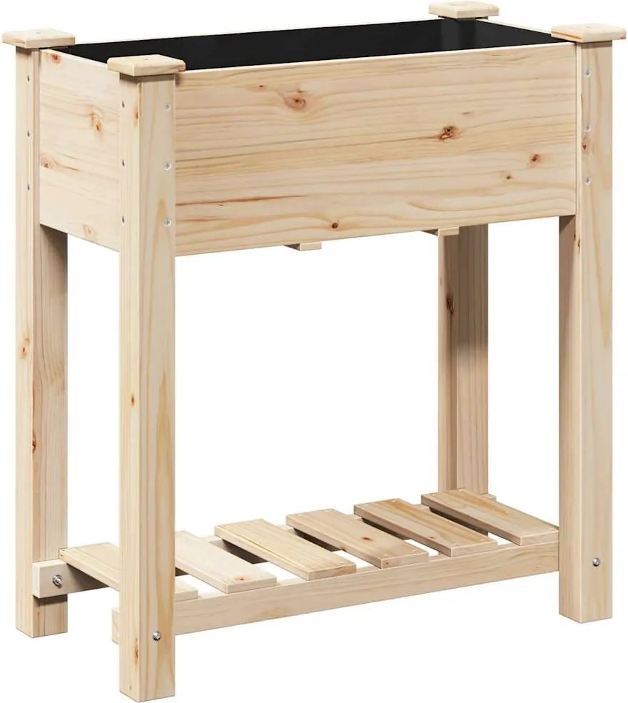 vidaXL Kerti cserép polcokkal Bézs 71 x 37 x 76,5 cm Szilárd fenyőfa