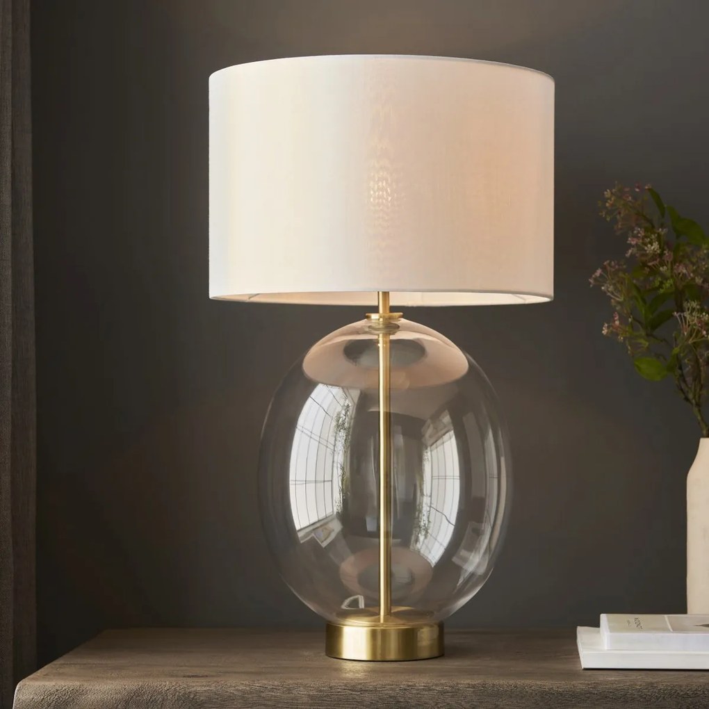 Endon glamour modern asztali lámpa kelda oval fehér sárgaréz átlátszó end99292