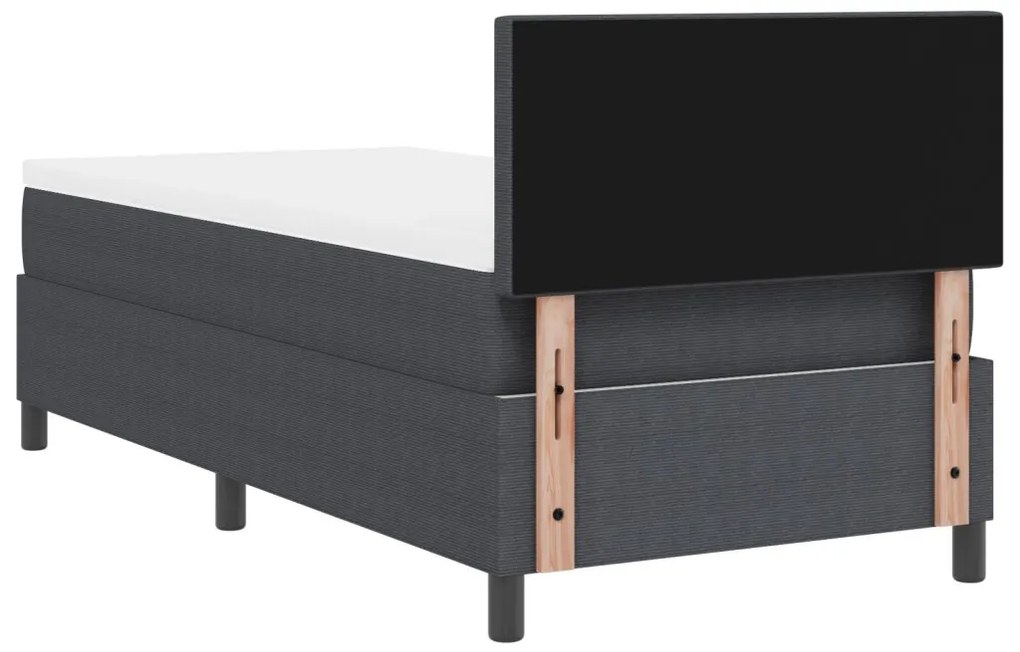 Boxspring Ágy Matraccal Sötét Szürke 100x200 cm Kordbársony Anyag