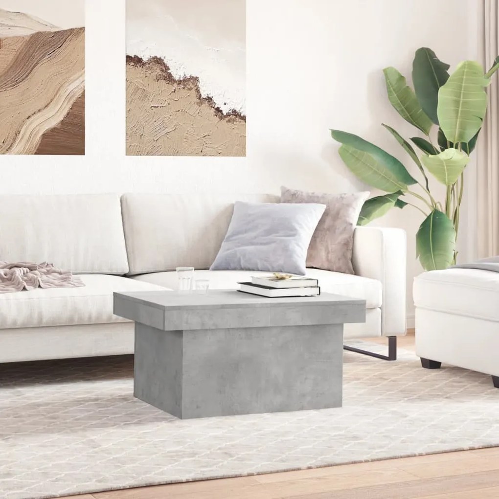 Betonszürke szerelt fa dohányzóasztal 80 x 55 x 40 cm