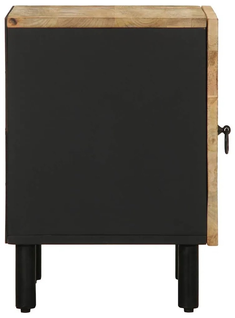 2 db fekete tömör mangófa éjjeliszekrények 40 x 33,5 x 46 cm