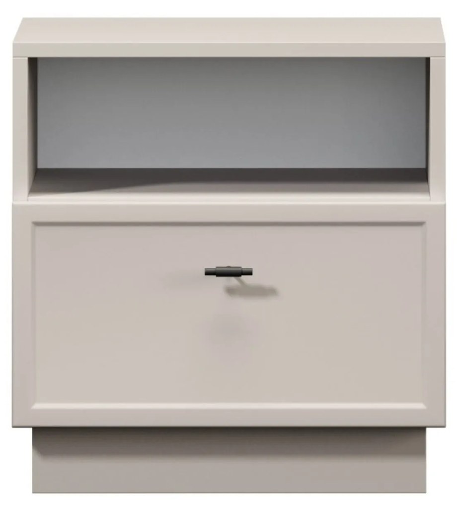 Lorini fiókos éjjeliszekrény 45 cm - kasmír / fekete T-bar fogantyúk