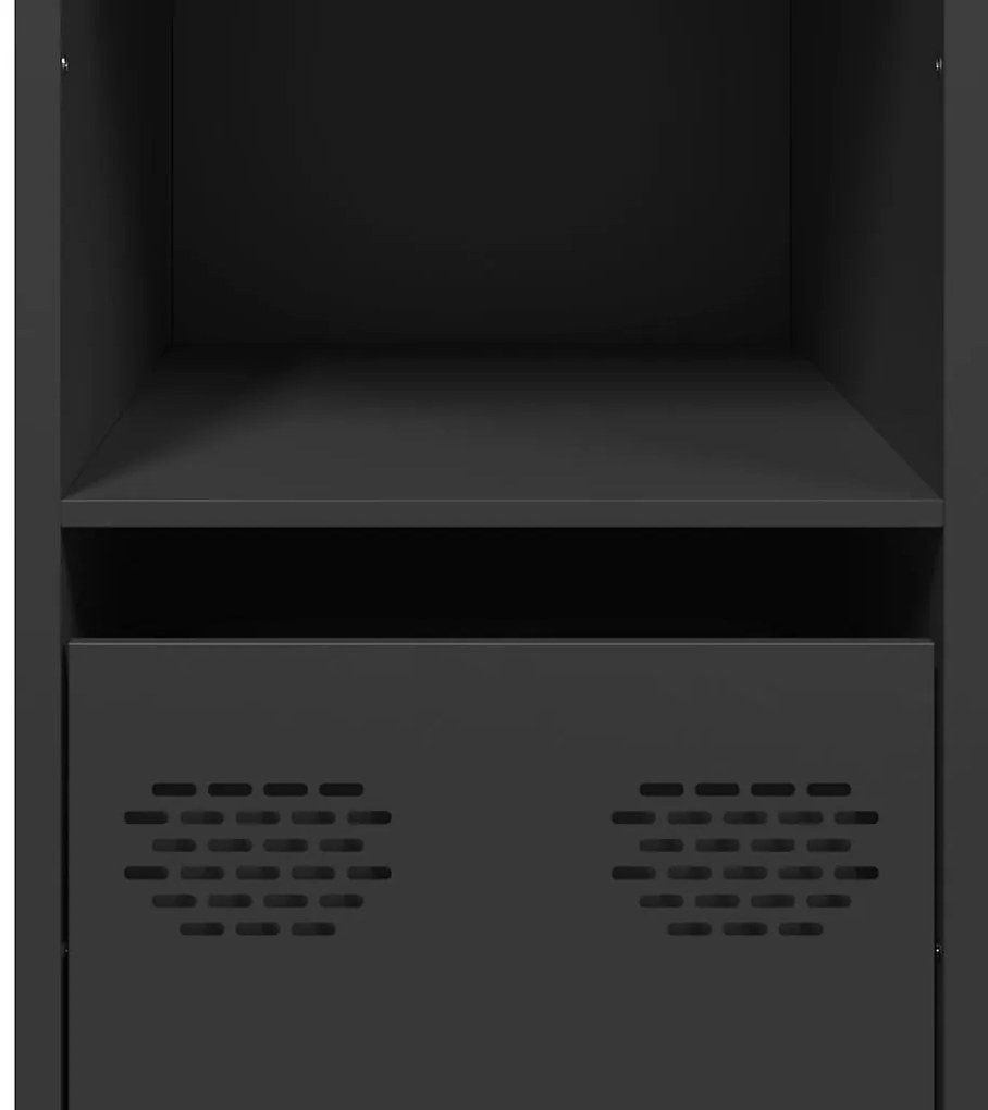 vidaXL fekete hidegen hengerelt acél tálalószekrény 101,5x39x73,5 cm