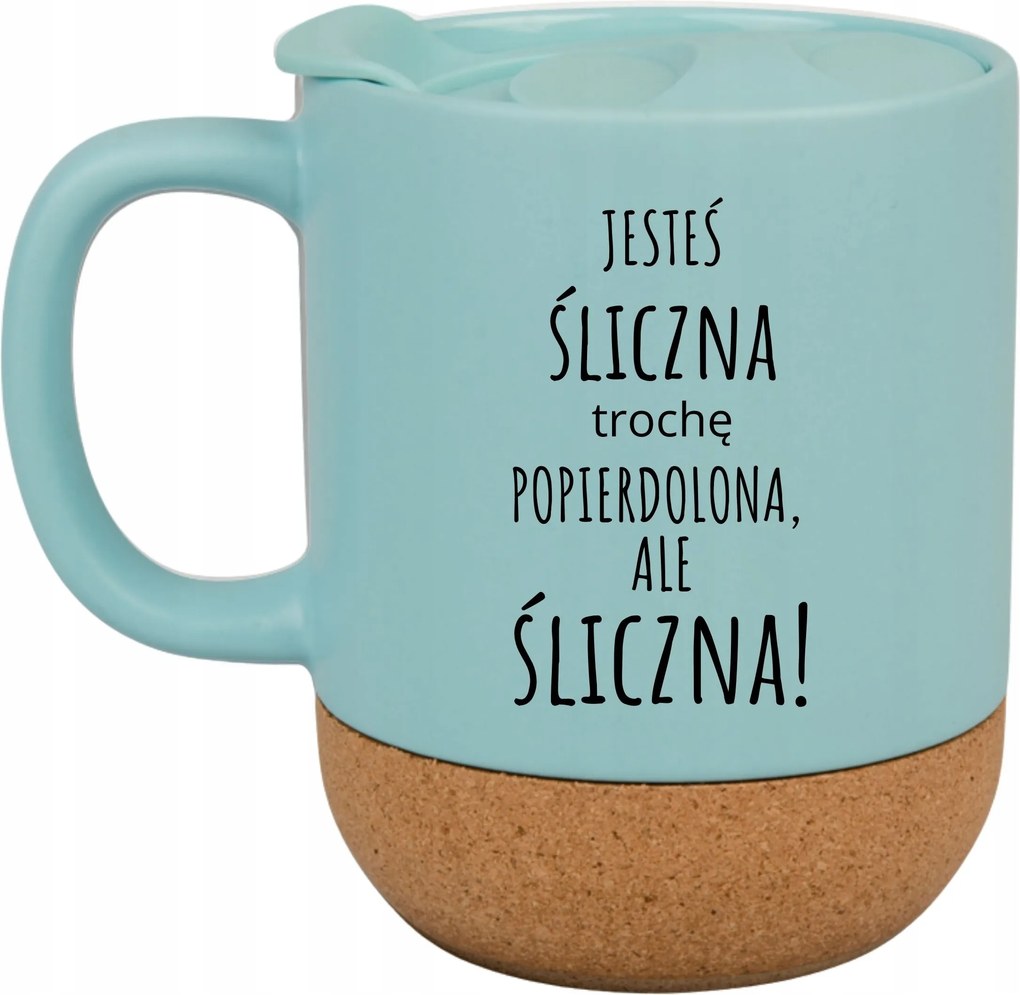 Kék Bögre Fedéllel És Parafa Aljjal Ajándék Aranyos Vagy