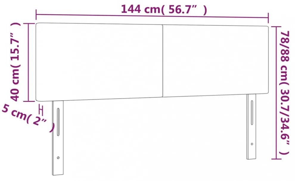 krémszínű szövet LED-es fejtámla 144x5x78/88 cm