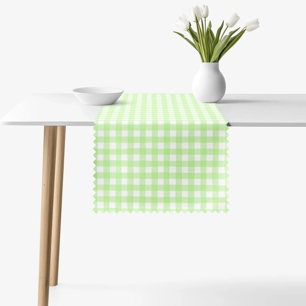 Goldea teflonbevonatú asztali futó - zöld kockás 35x120 cm
