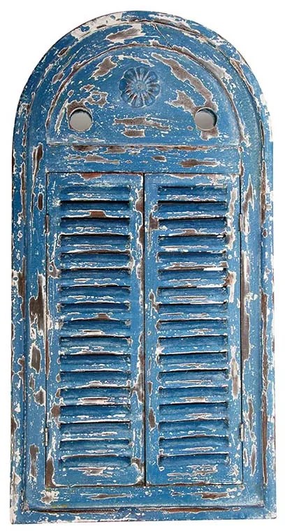 Antik hatású kék tükör, 39 x 75 cm