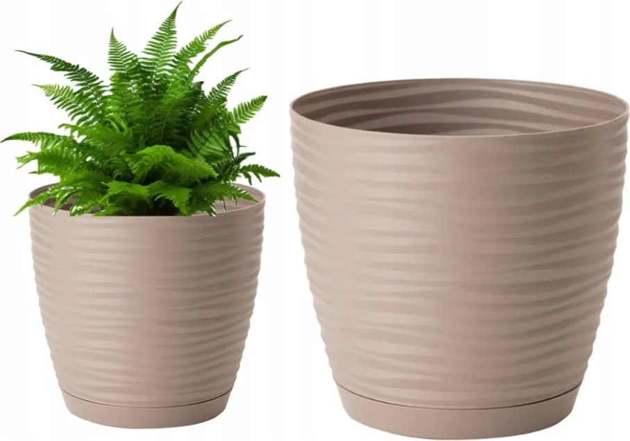 Virágtartó állvány szürke-bézs 19x17,3cm műanyag virágtartó