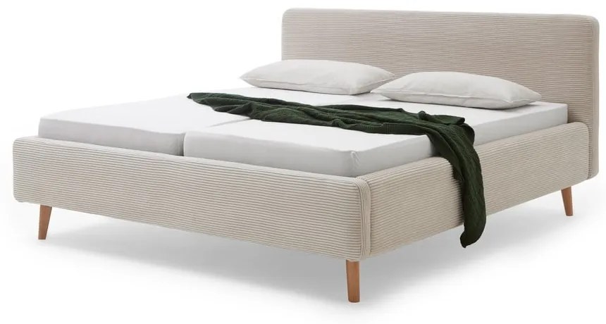 Bézs kárpitozott franciaágy 180x200 cm Mattis Cord – Meise Möbel