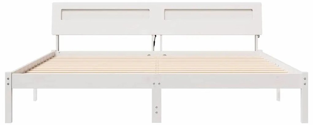 Ágykeret LED -es lámpákkal Fehér 200 x 200 cm faszínű