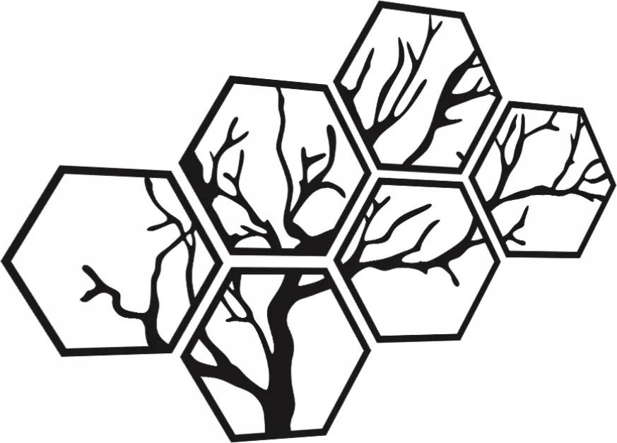Áttört Fa Kép Konyhába Nappaliba Fali Dekoráció Hexagon 3D Panelek