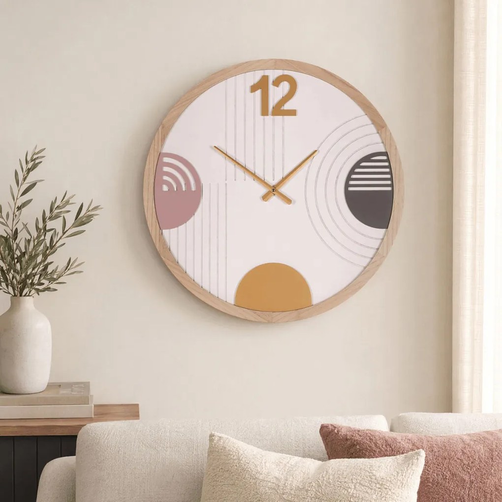 Falióra 60 cm átmérő MDF fa kerettel színes körmintával
