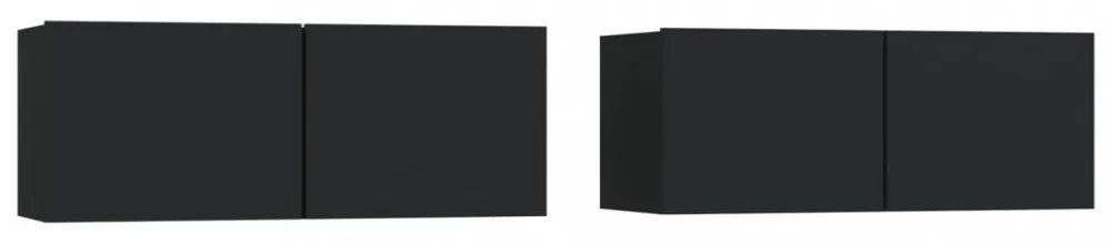 2 db fekete szerelt fa TV-szekrény 80 x 30 x 30 cm