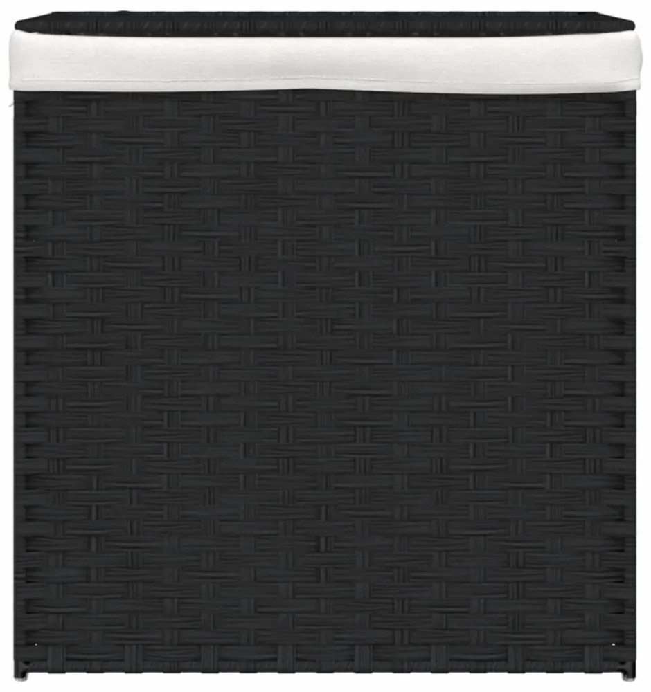 fekete polyrattan szennyeskosár 2 rekesszel 53x33x57 cm