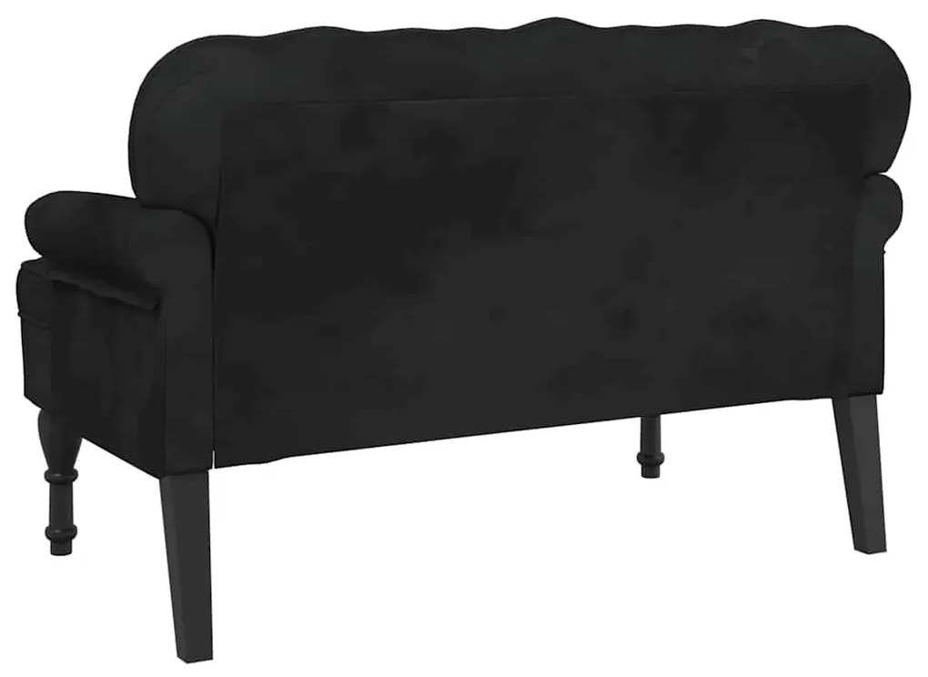fekete bársony pad háttámlával 119,5 x 64,5 x 75 cm