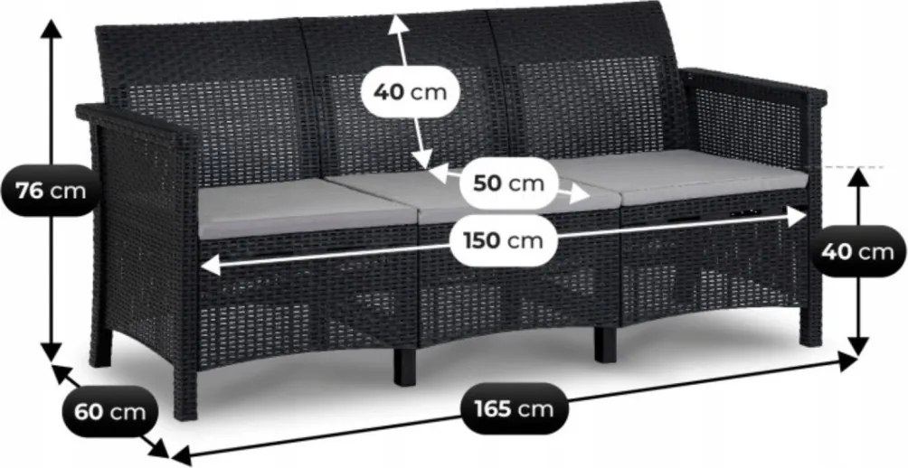 SAVIO kerti bútor szett fekete