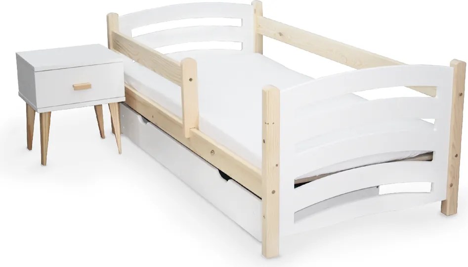 Gyerekágy MELA 80 x 160 cm, fehér–fenyő Ágyrács: Lamellás ágyrács, Matrac: EASYSOFT 10 cm matrac