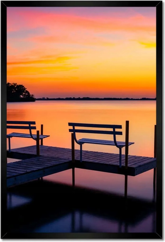 Poszterek keretben 40x60 Naplemente tó