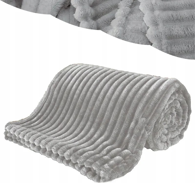 Takaró 200x220 Szürke Mikroszálas Dombornyomott Puha Ágytakaró Bordázott