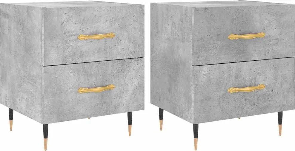 vidaXL 2 db betonszürke szerelt fa éjjeliszekrény 40 x 35 x 47,5 cm
